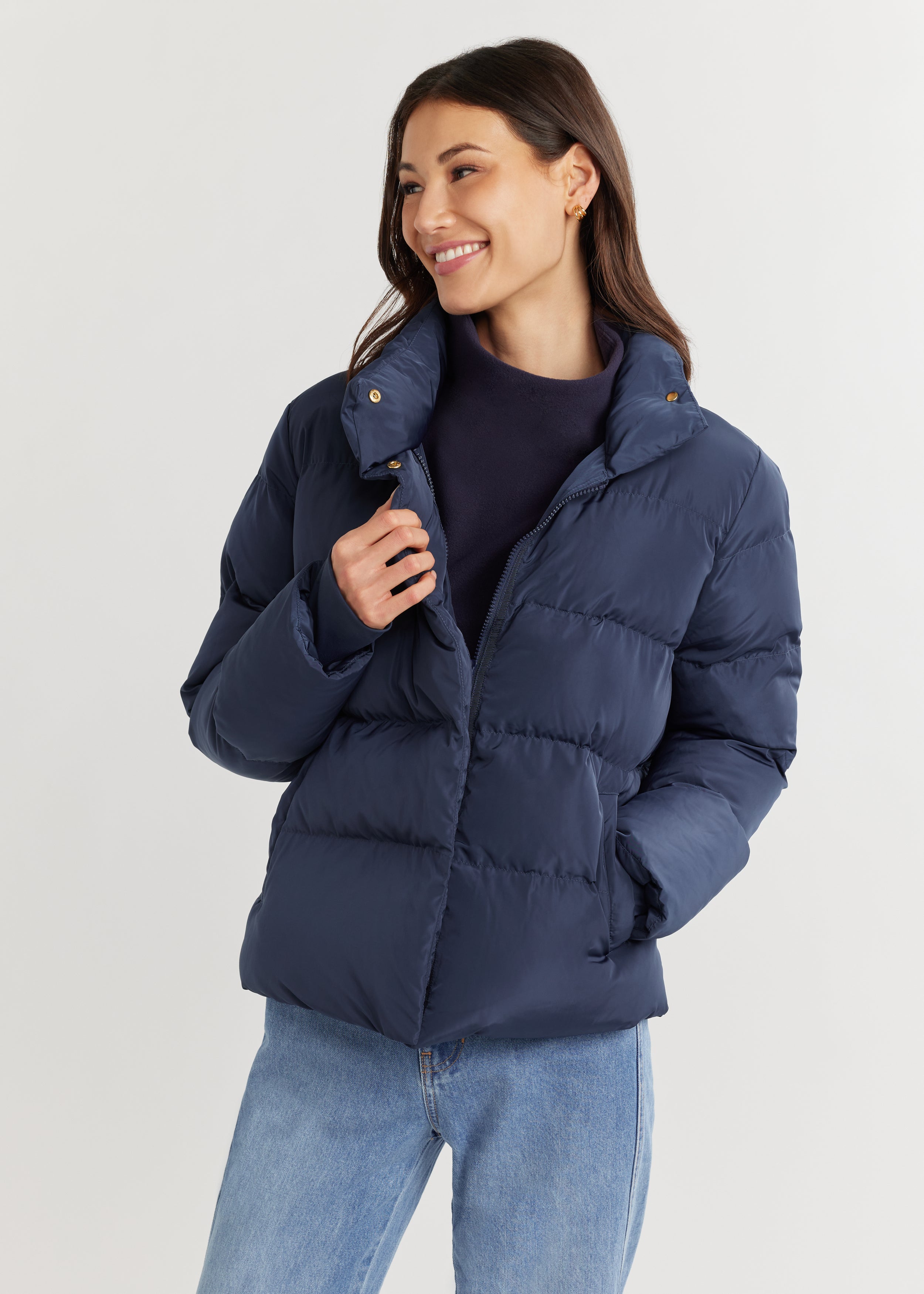 Astrid Puffer in Lustre Puff (Navy) – Dudley Stephens