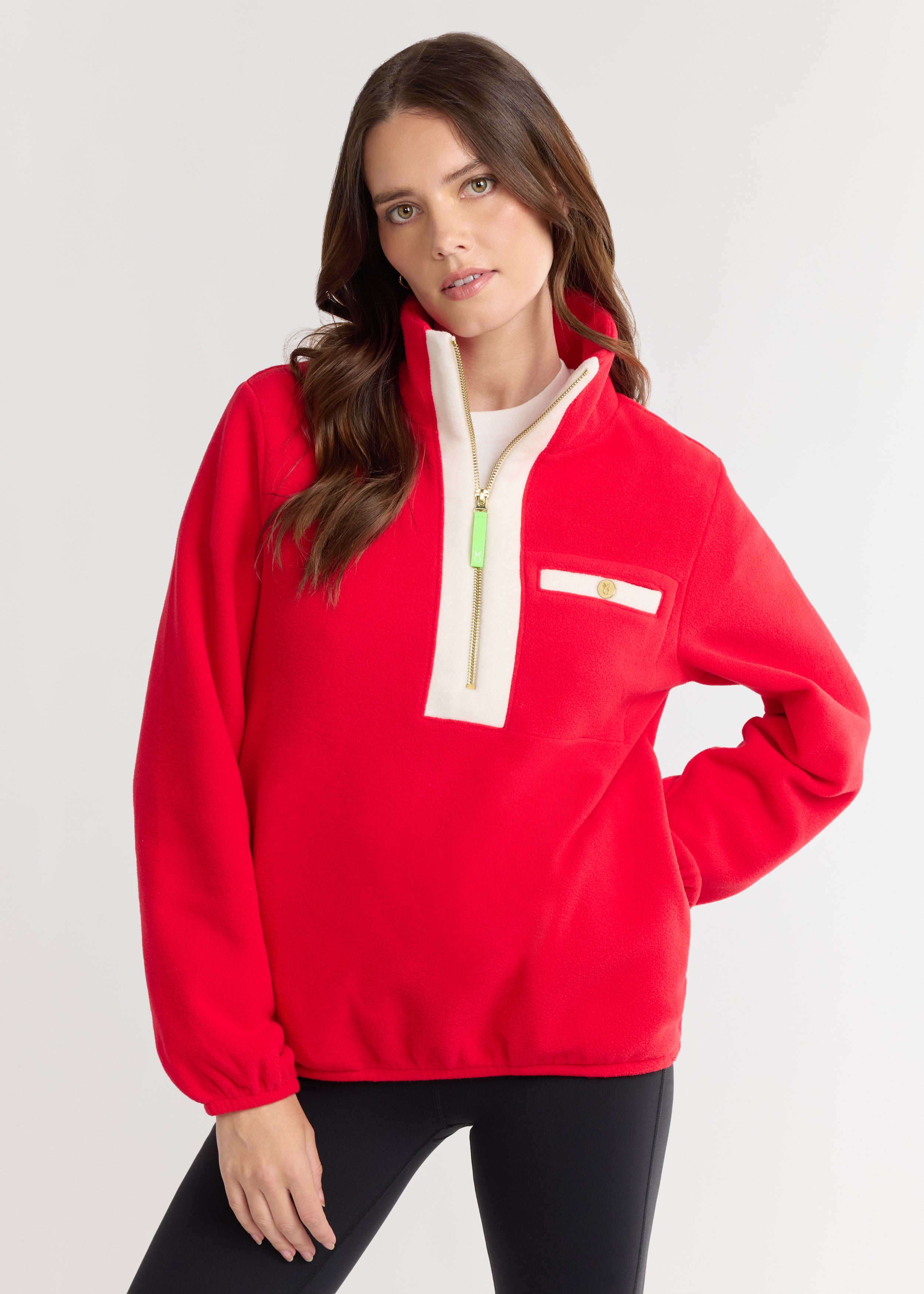 トップス H BEAUTY&YOUTH STRETCH VELOR PULLOVER Braeburn Pullover in Vello Fleece (Cherry Red) – Dudley Stephens