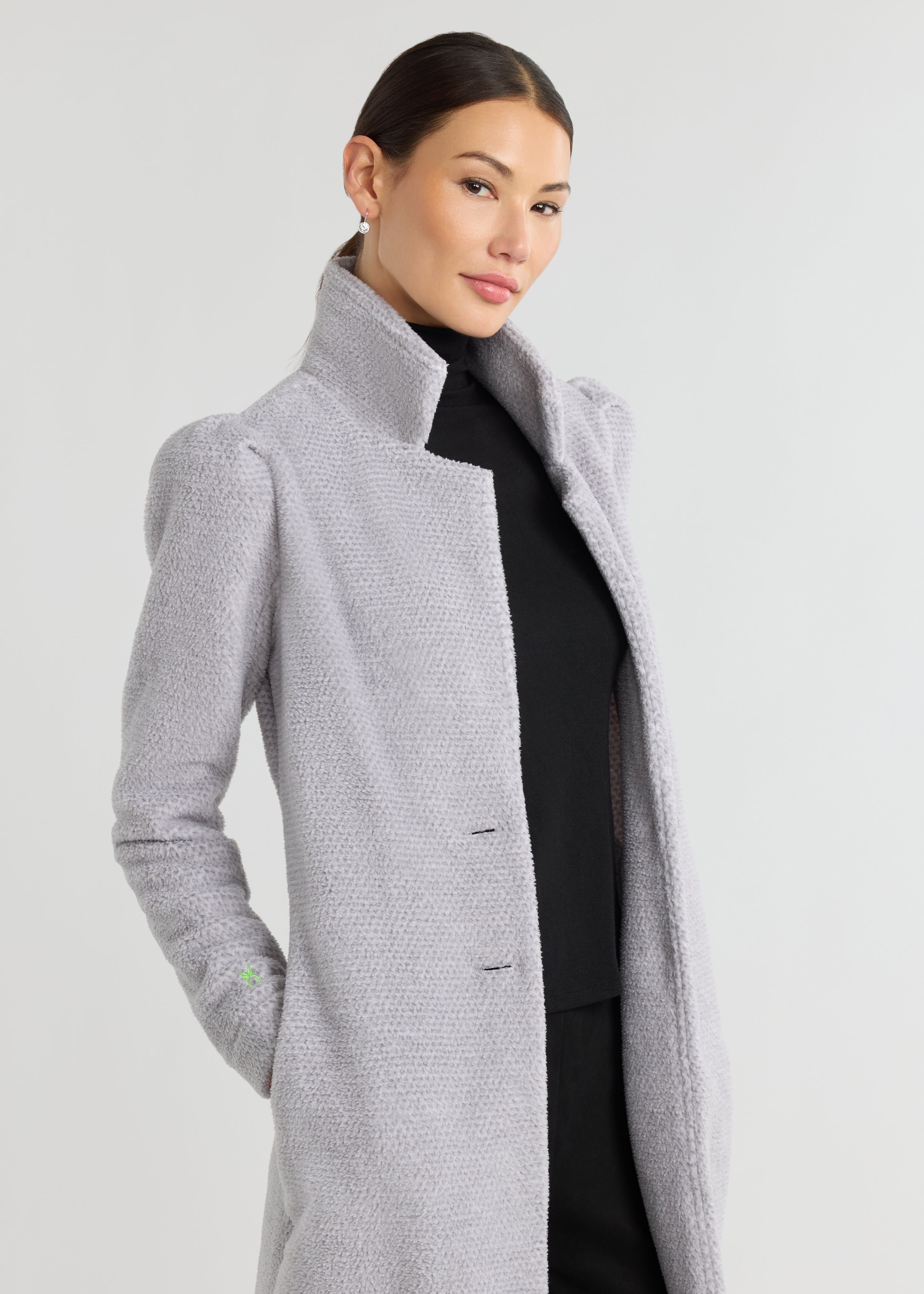Millbank Coat in Sherpa Fleece (Heather Grey) – Dudley Stephens