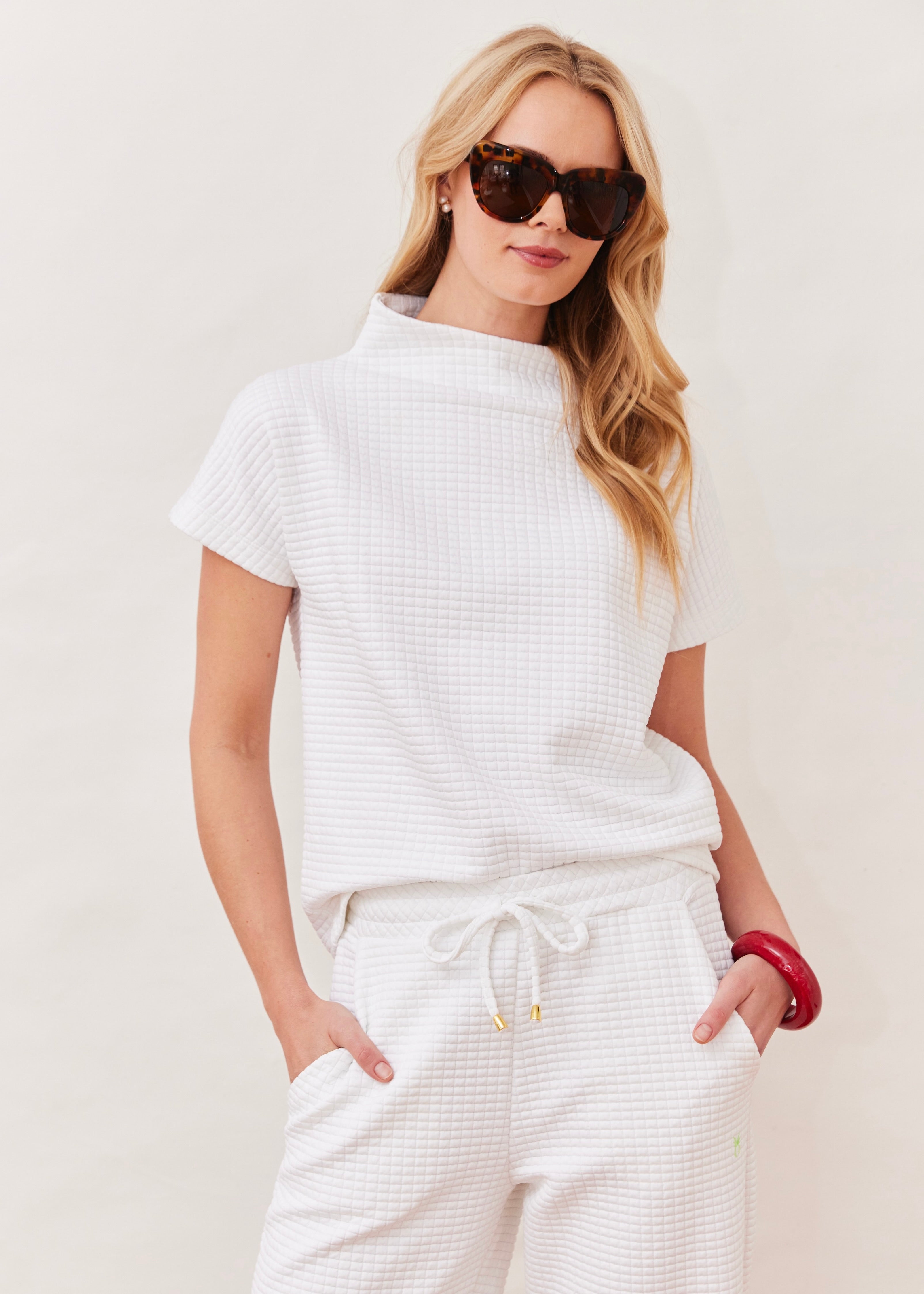 パンツ CLANE DECORTE PUFF ALL IN ONE Bowery Mock Neck in Waffle (White) – Dudley Stephens