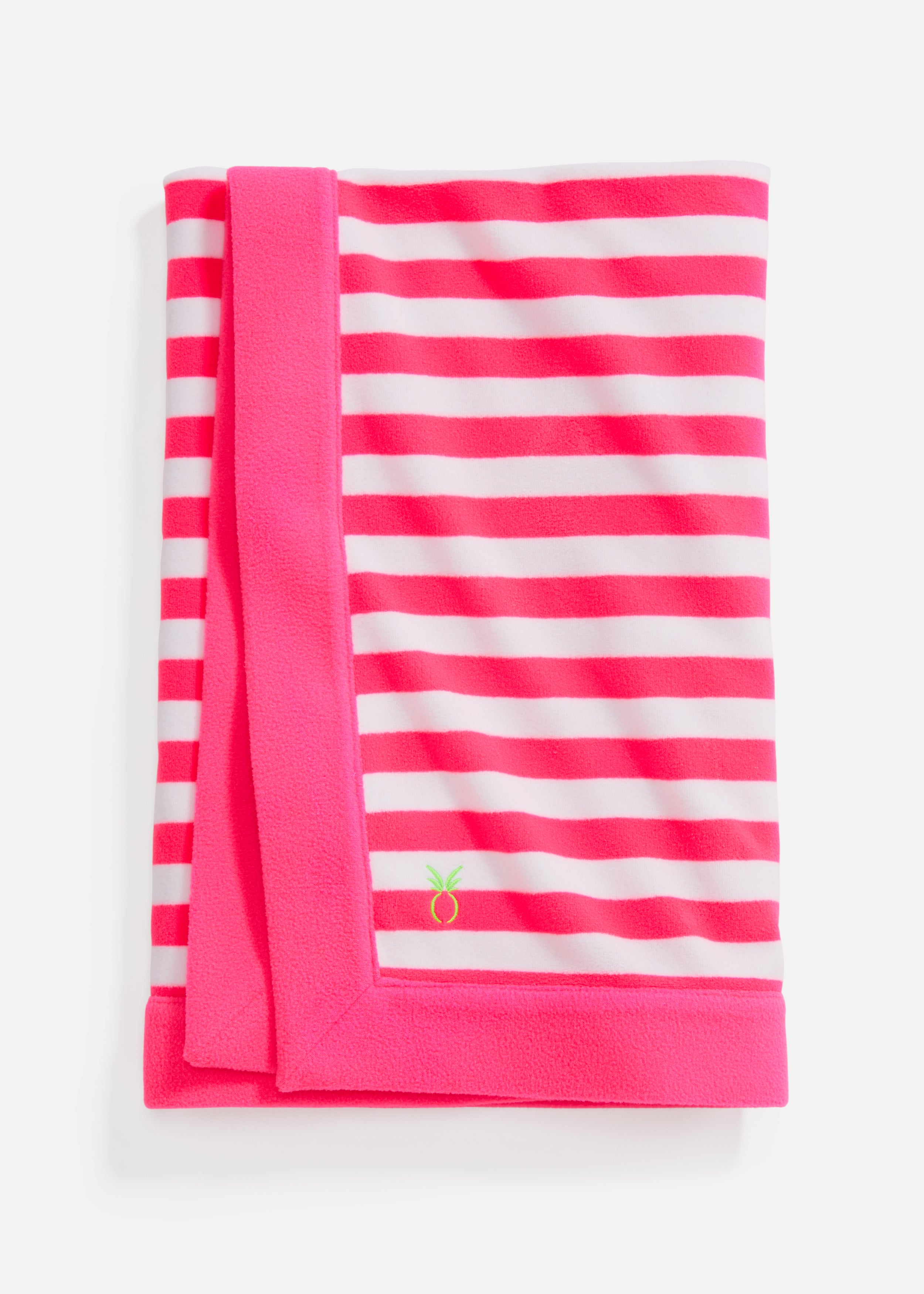 Georgie Baby Blanket in Striped Fleece (Neon Pink / White