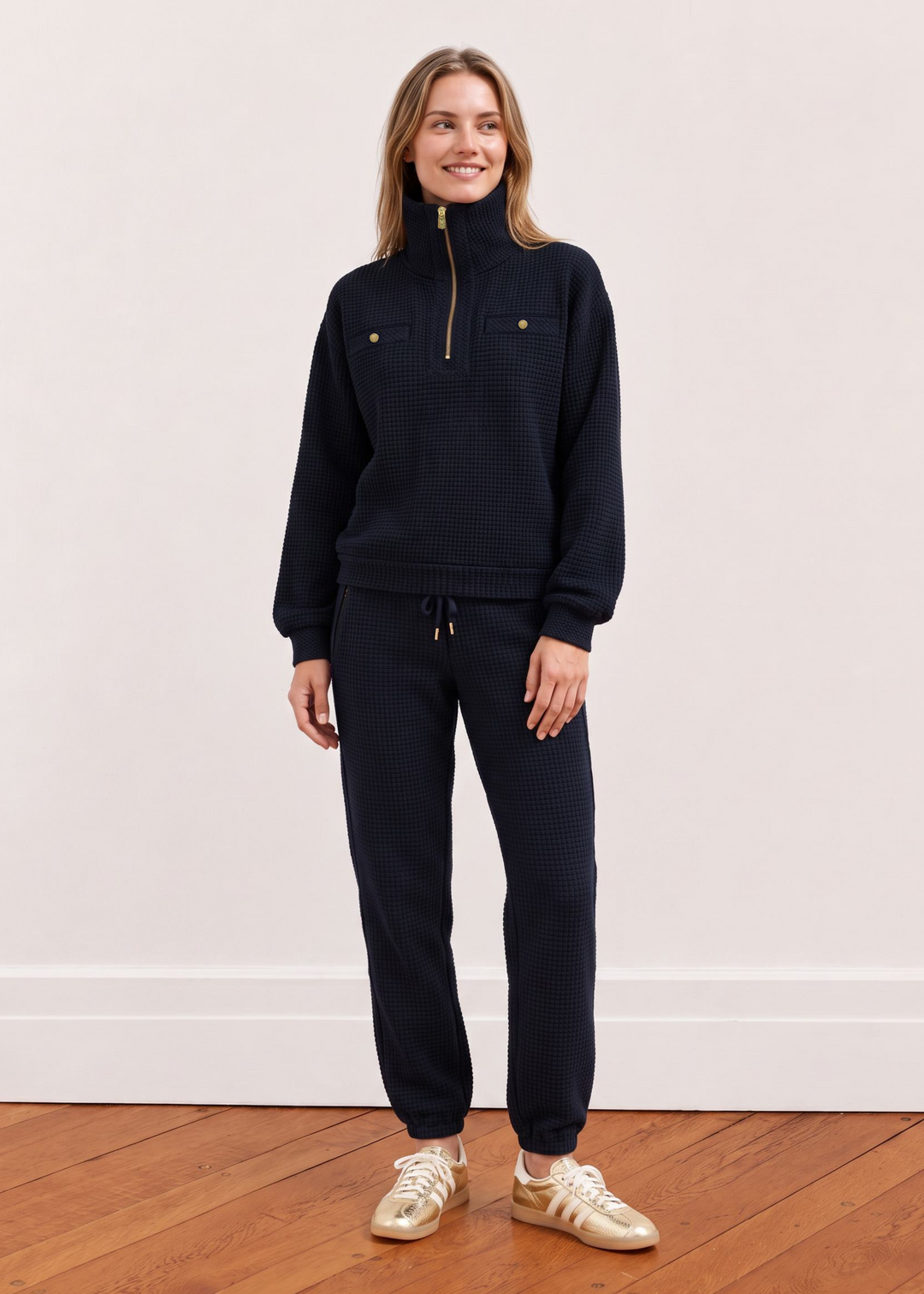 Woodbury Pullover in Waffle (Navy)