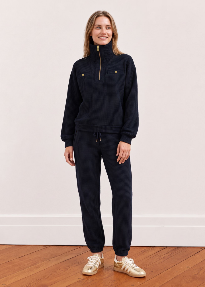 Woodbury Pullover in Waffle (Navy)