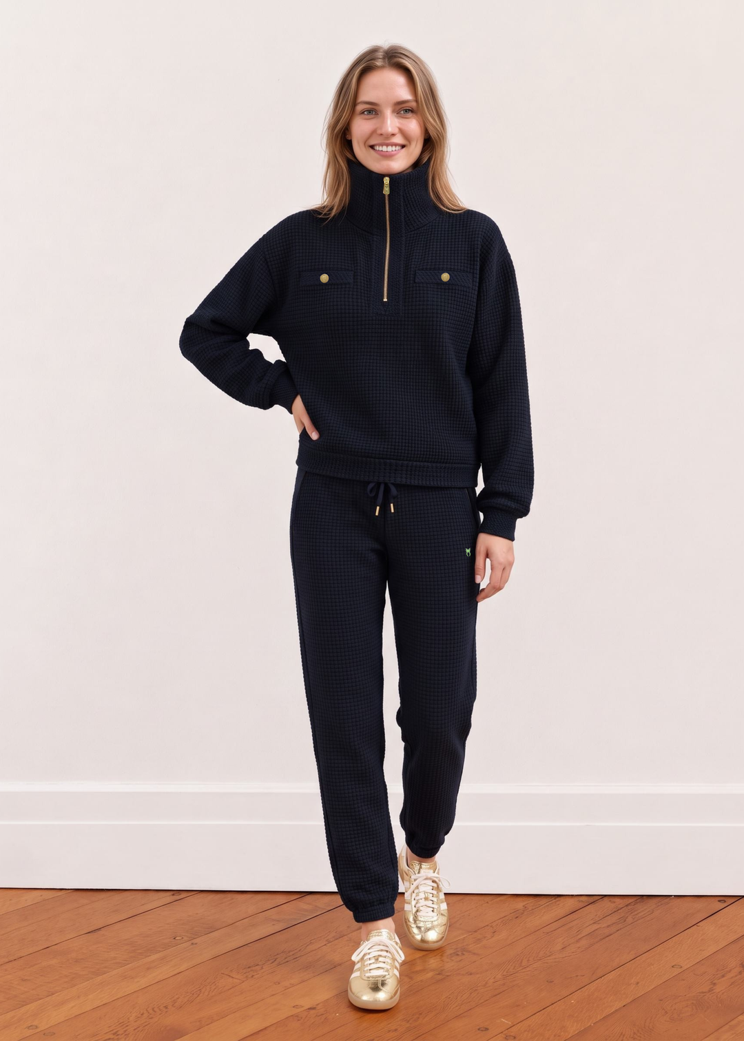 Woodbury Pullover in Waffle (Navy)