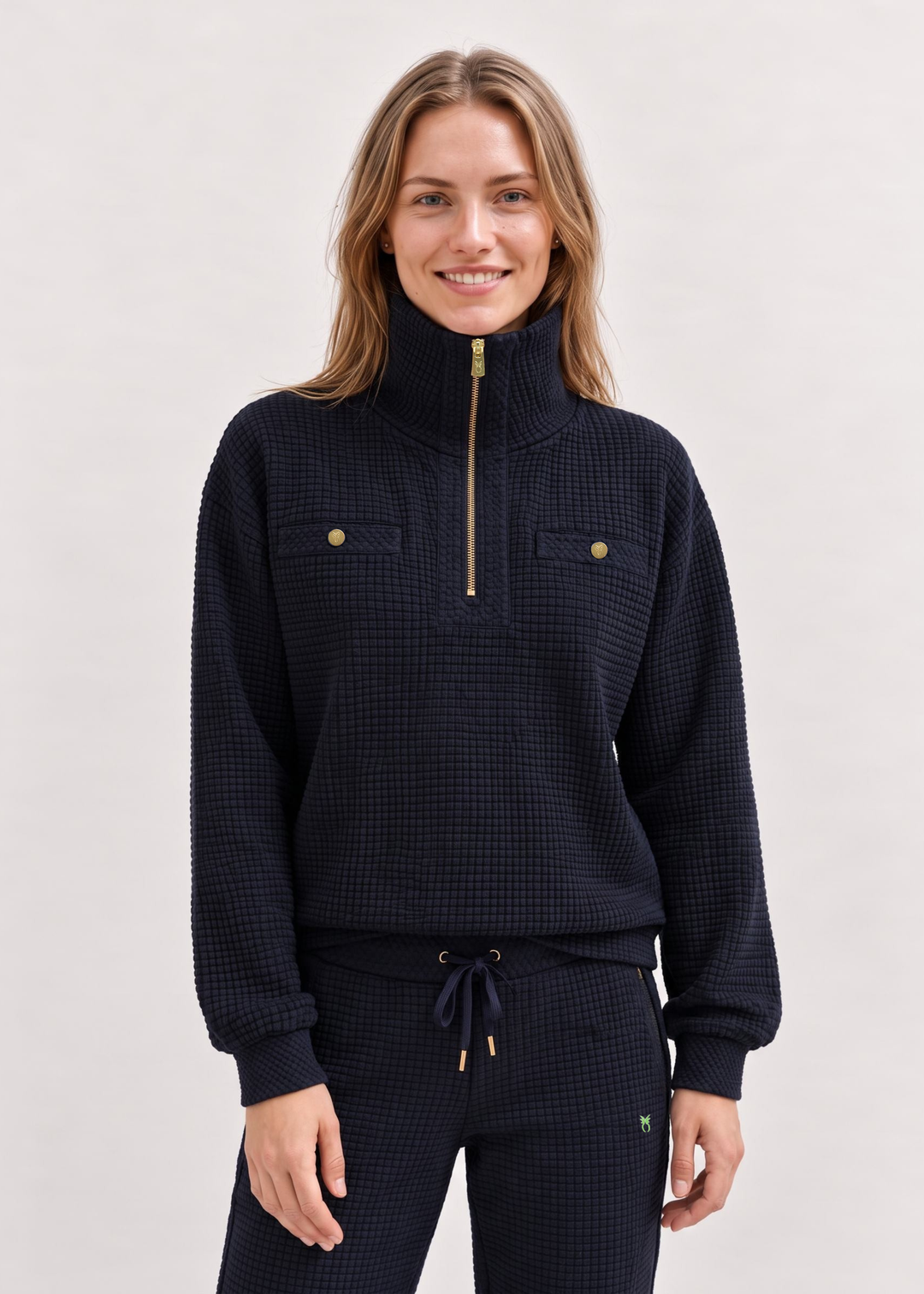 Woodbury Pullover in Waffle (Navy)