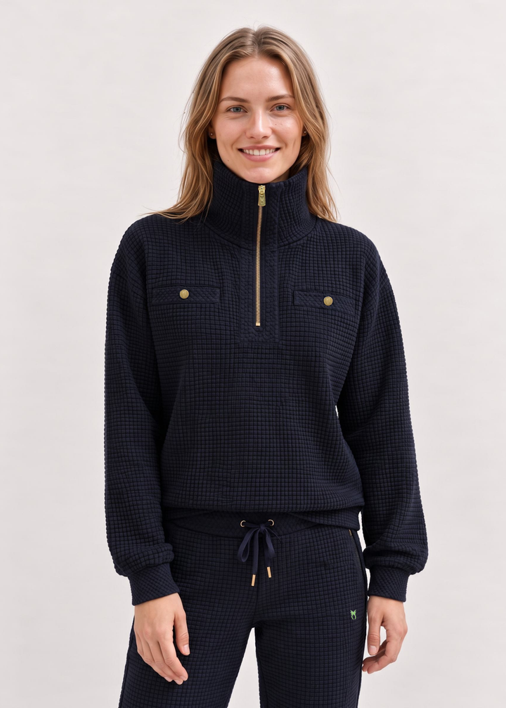 Woodbury Pullover in Waffle (Navy)