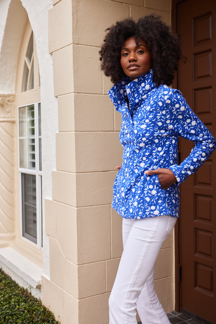 Sheffield Island Pullover in Terry Fleece (Blue Floral)