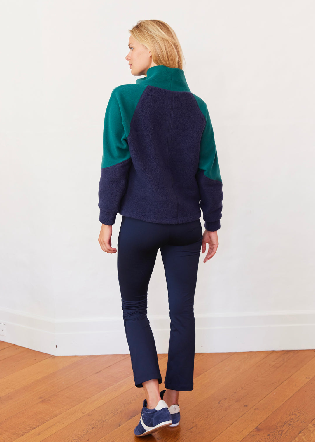 Heather Pullover in Sherpa/Vello Fleece (Navy/Woodland Green)