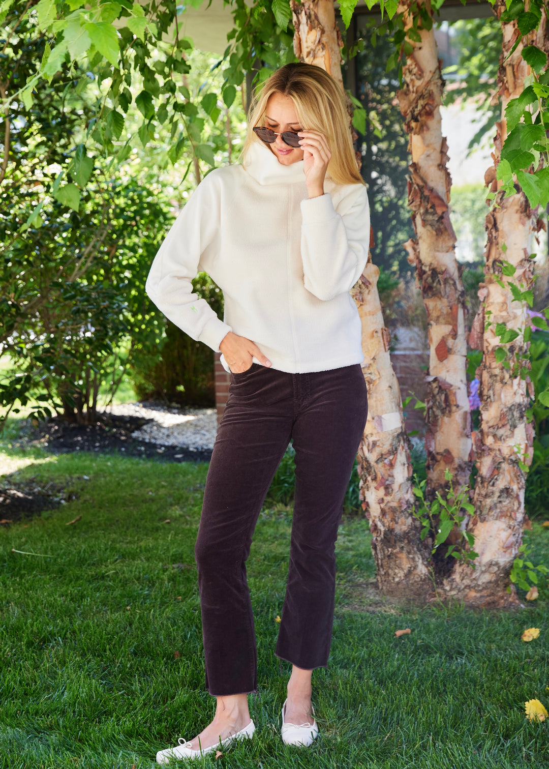 Heather Pullover in Sherpa/Vello Fleece (Cream)