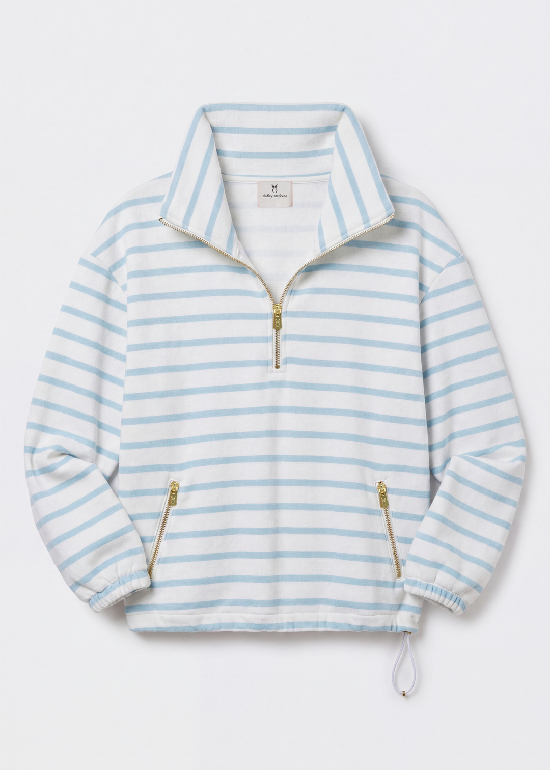 Hartley Pullover in Terry Fleece (Crystal Blue/White Mariner Stripe)