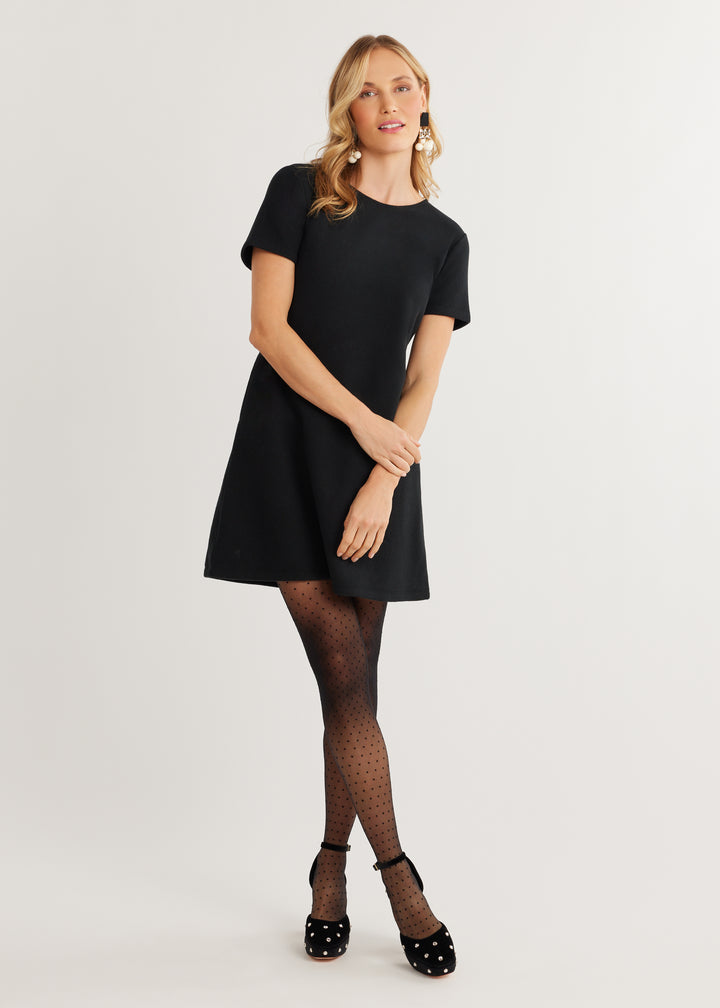 Annette Mini Dress in Vello Fleece (Black)