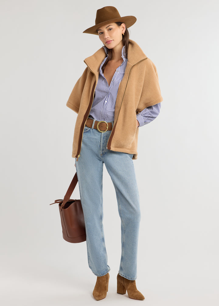 Arlington Poncho in Sherpa Fleece (Camel)