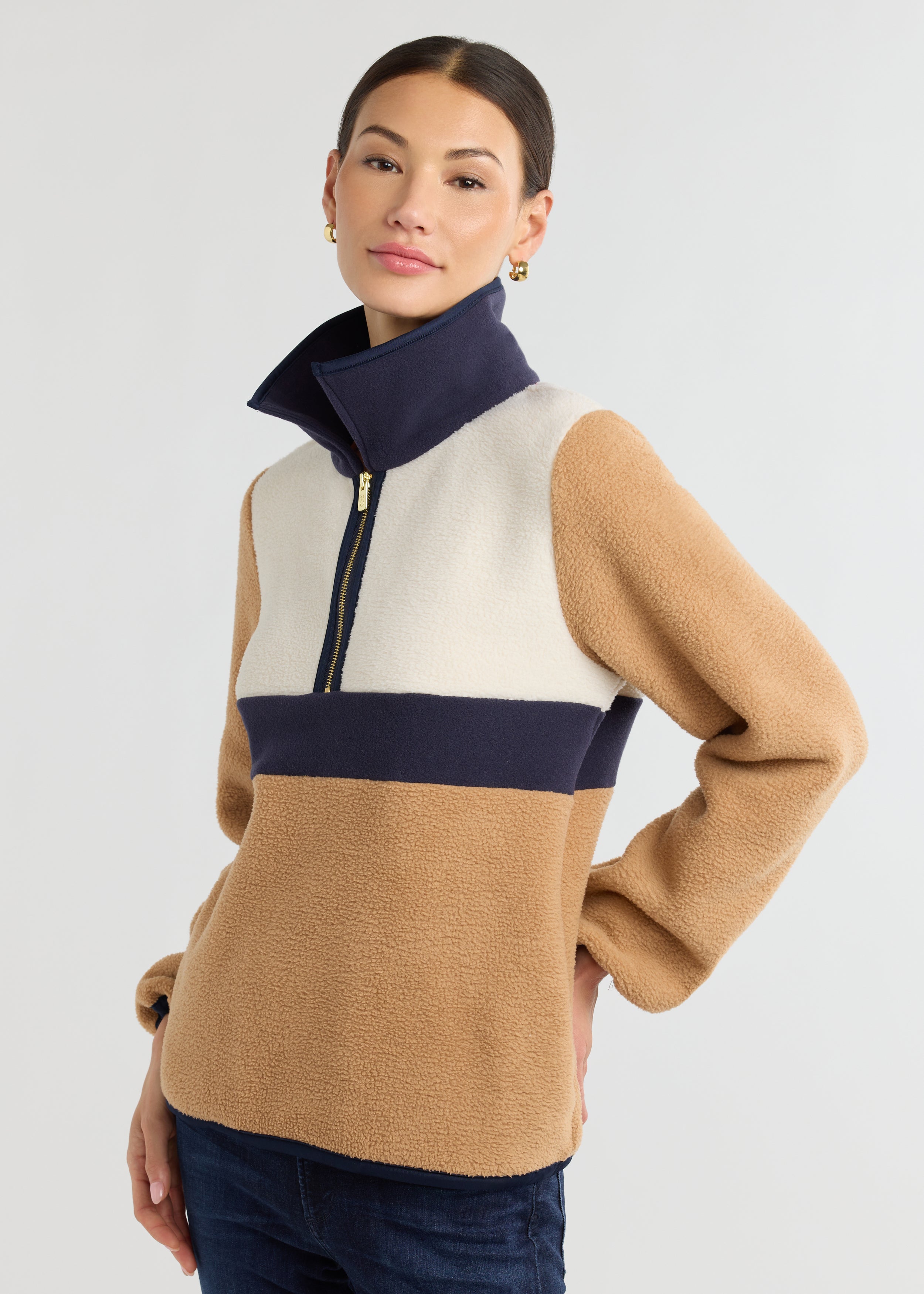 Ashby Polo in Sherpa Fleece (Camel Multi) – Dudley Stephens