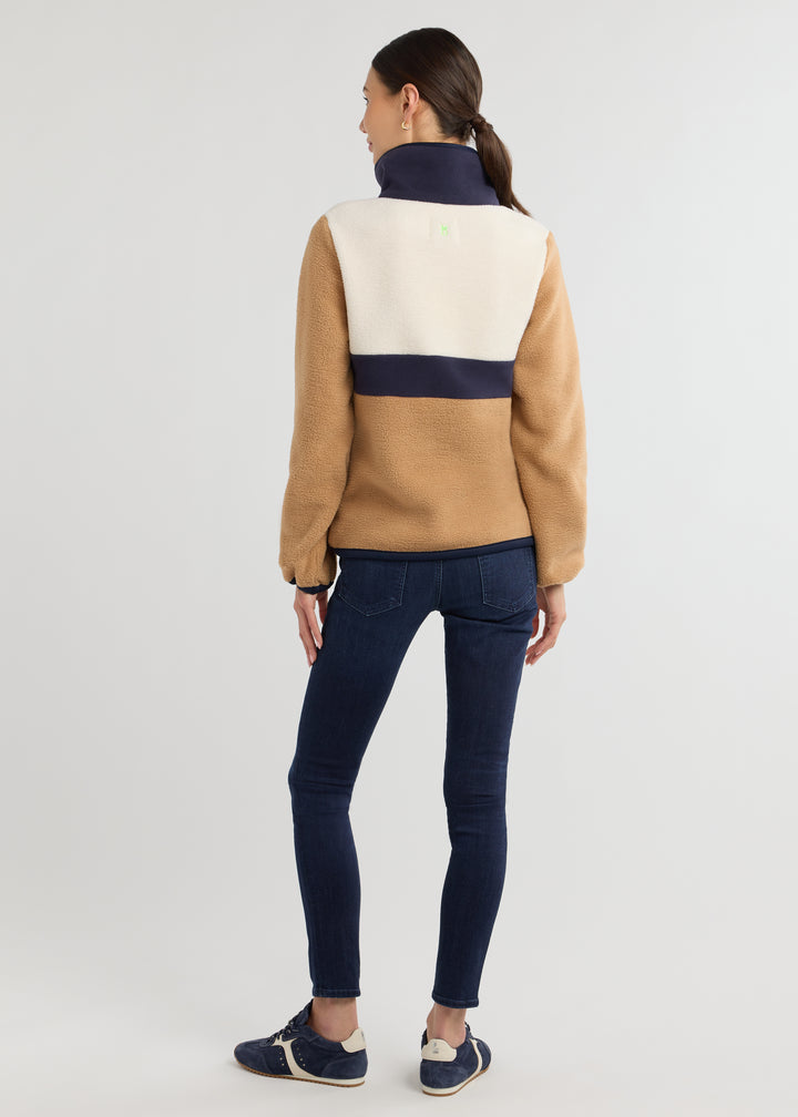 Ashby Polo in Sherpa Fleece (Camel Multi)
