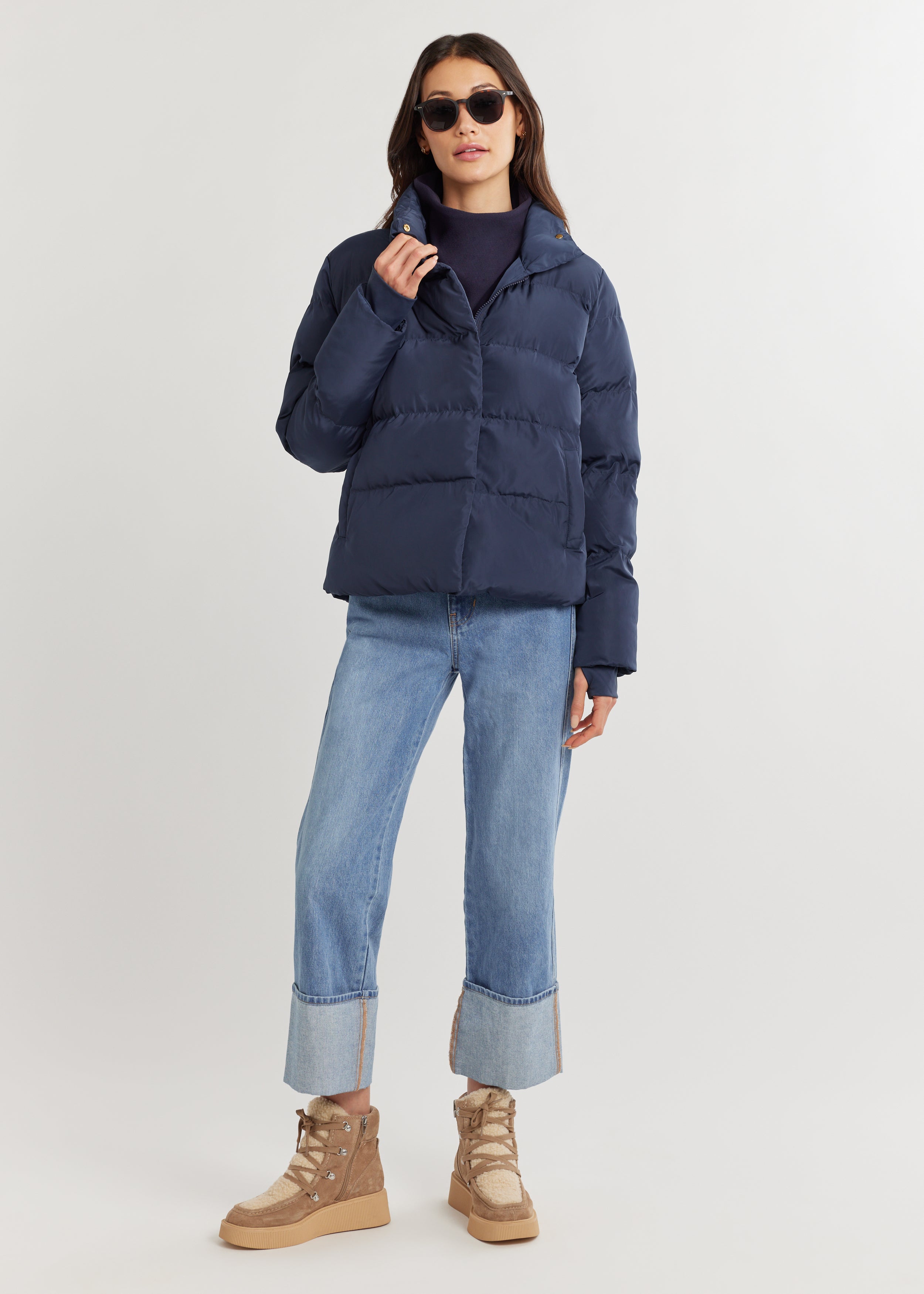 Astrid Puffer in Lustre Puff (Navy) – Dudley Stephens