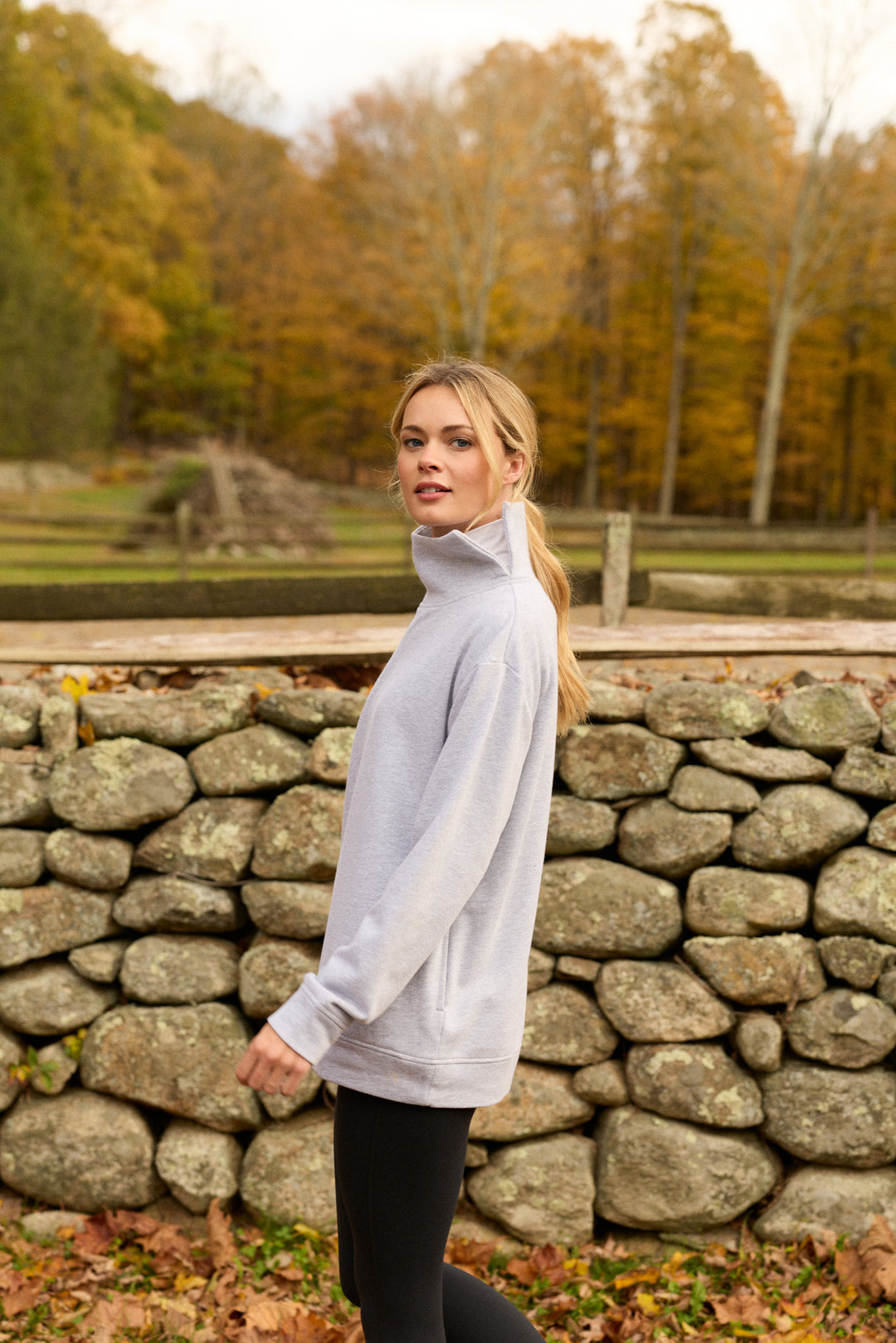 Blair Turtleneck in French Terry (Heather Grey)