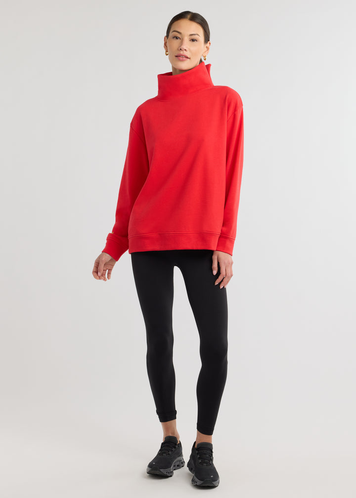 Blair Turtleneck in French Terry (Cherry Red)