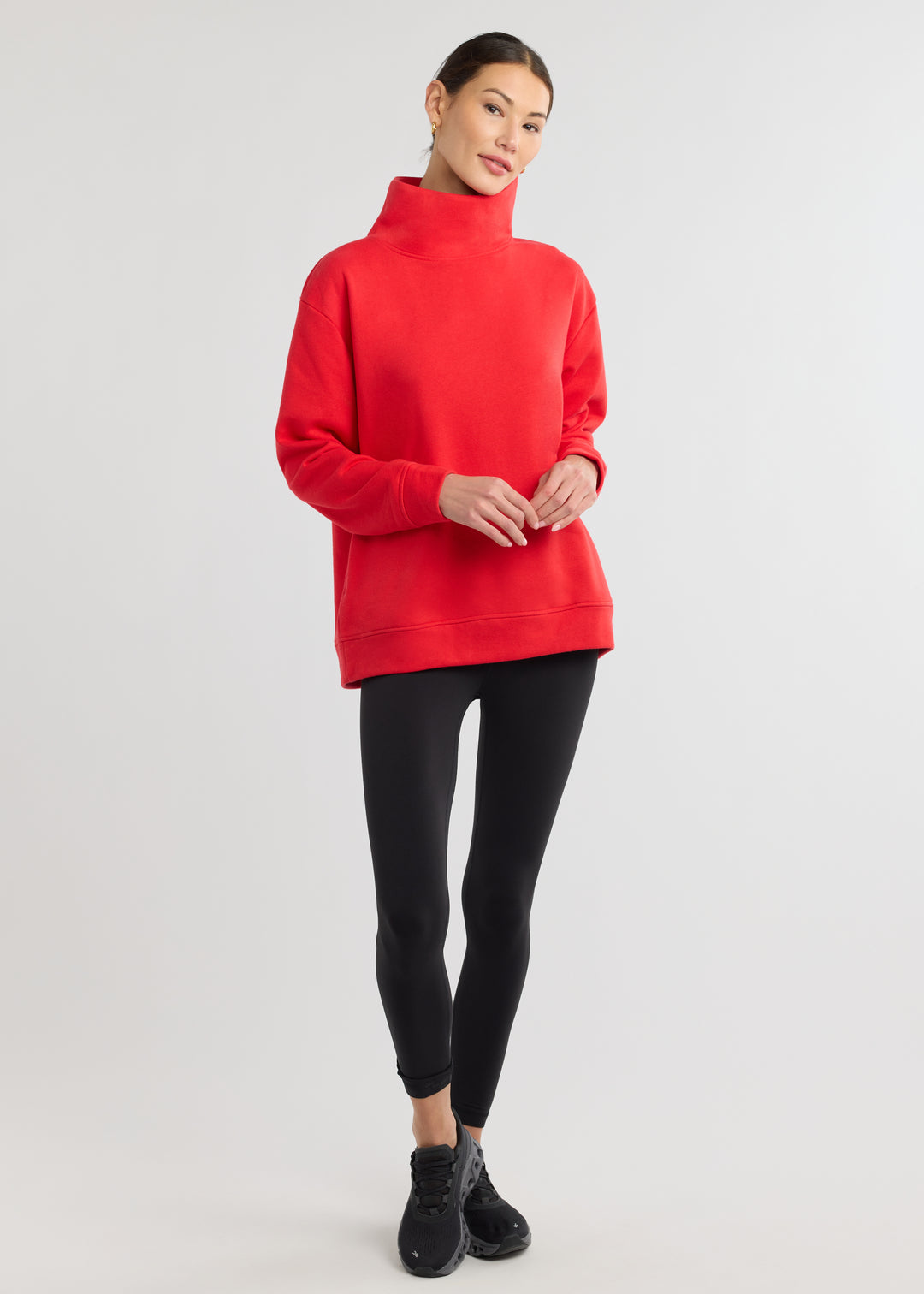 Blair Turtleneck in French Terry (Cherry Red)