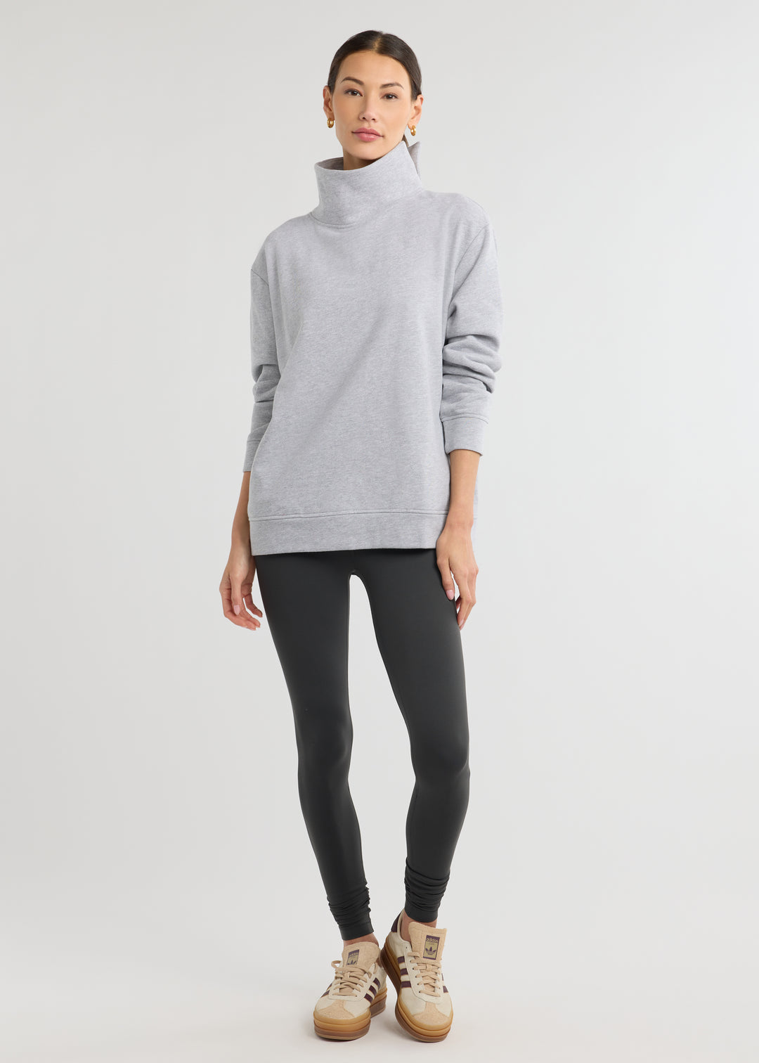 Blair Turtleneck in French Terry (Heather Grey)