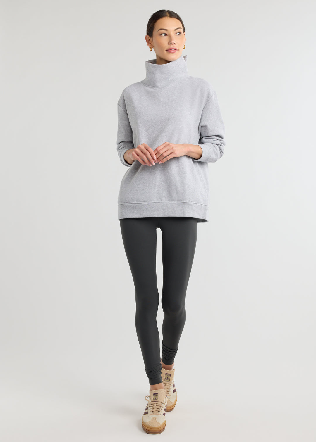 Blair Turtleneck in French Terry (Heather Grey)