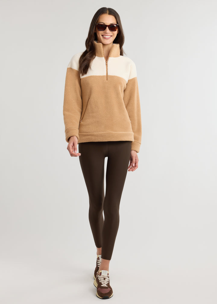 Bleecker Pullover in Sherpa Fleece (Camel/Cream)