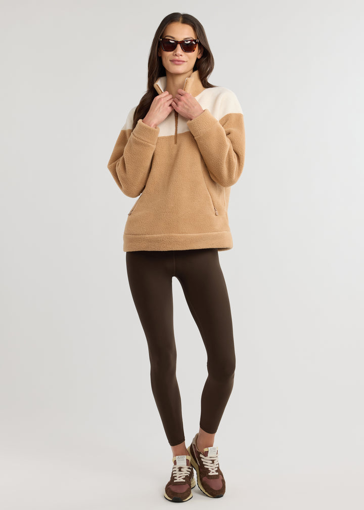 Bleecker Pullover in Sherpa Fleece (Camel/Cream)