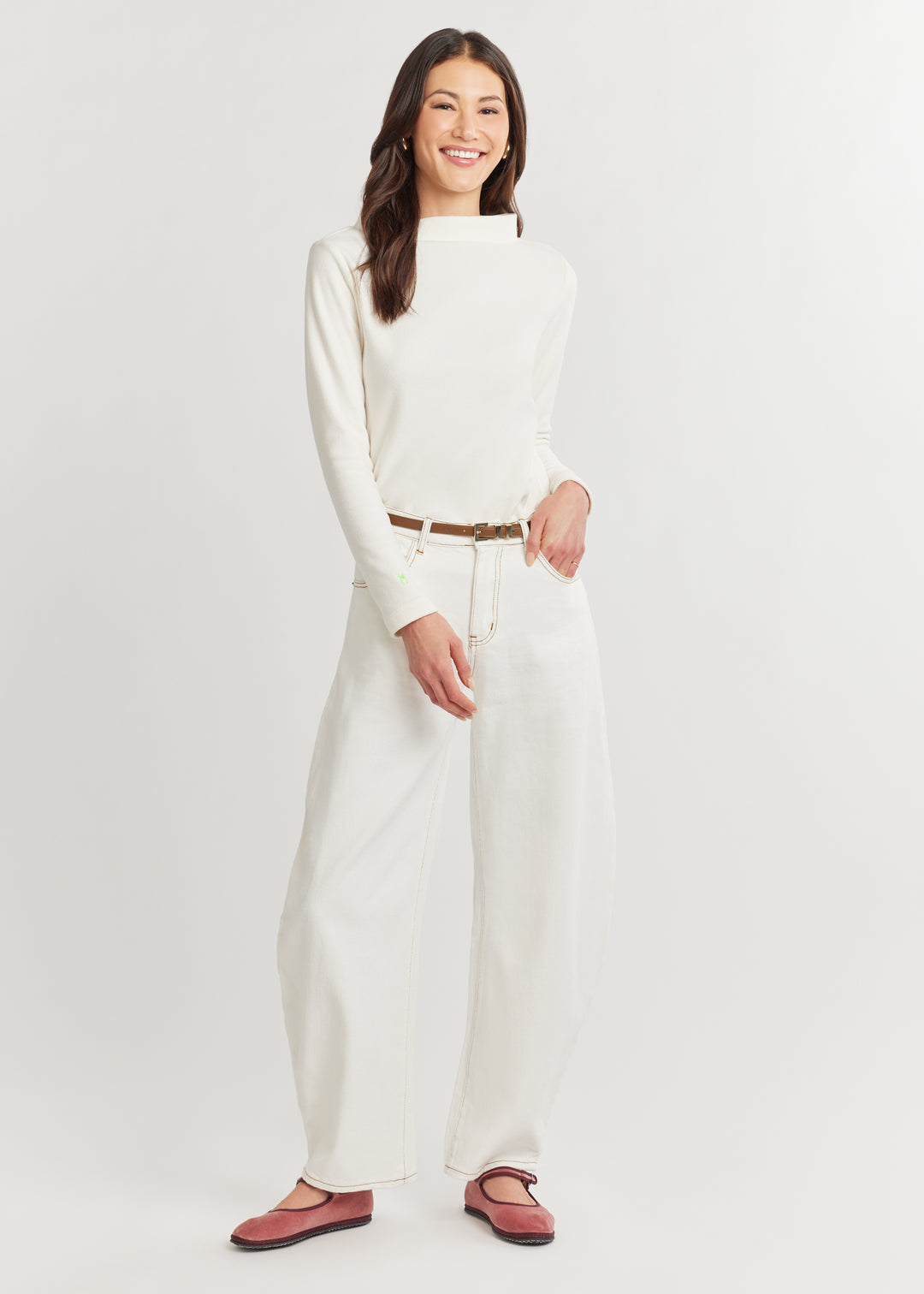 Brighton Boatneck in Terry Fleece (Cream)