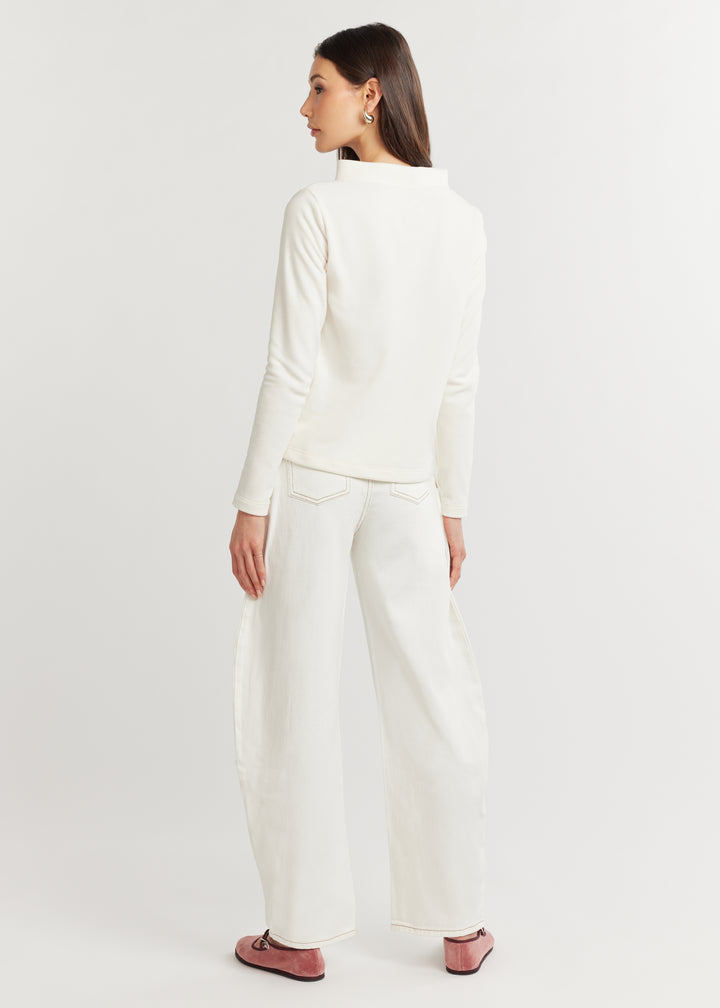 Brighton Boatneck in Terry Fleece (Cream)