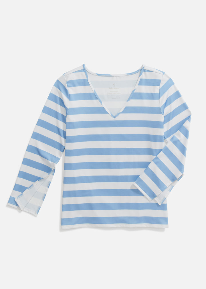 Bayberry Top in Luxe Stretch (Blue Cabana Stripe)