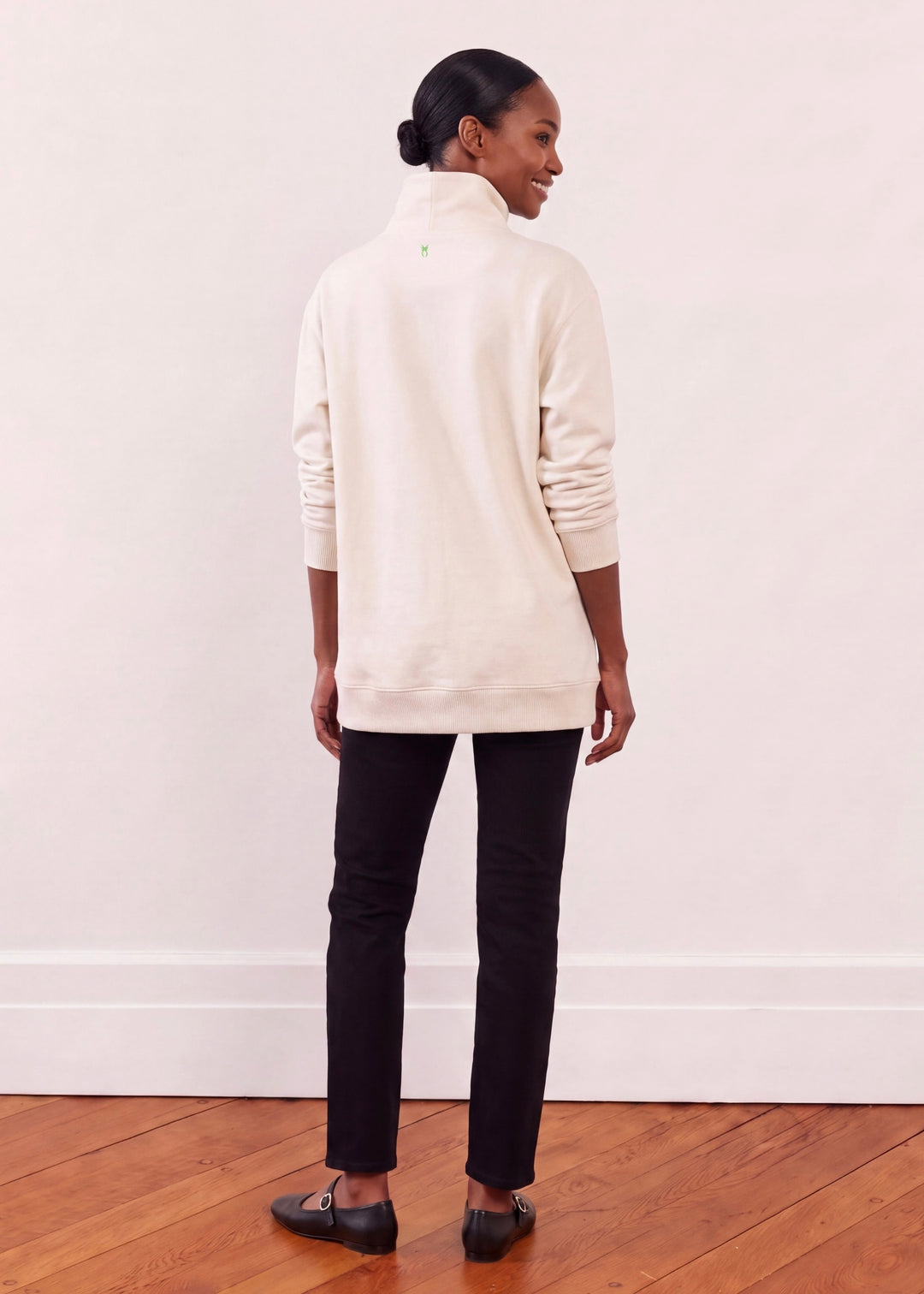 Bedford Turtleneck in Scuba Fleece (Cream)