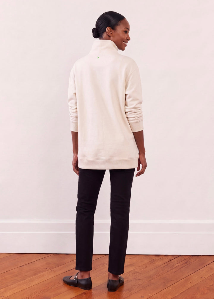 Bedford Turtleneck in Scuba Fleece (Cream)