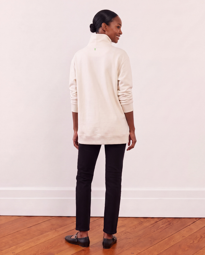 Bedford Turtleneck in Scuba Fleece (Cream)