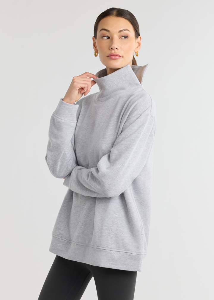 Blair Turtleneck in French Terry (Heather Grey)