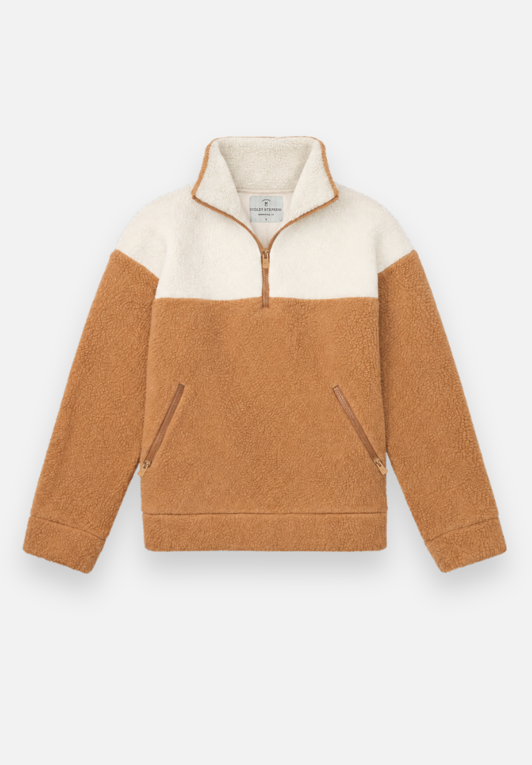 Bleecker Pullover in Sherpa Fleece (Camel/Cream)