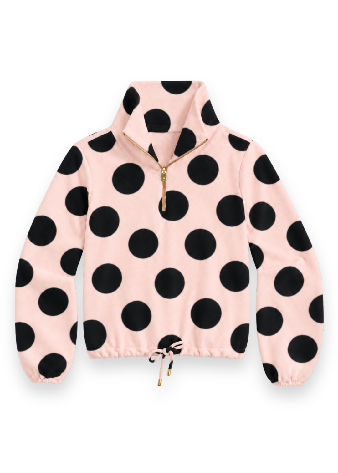 Boardwalk Pullover in Vello Fleece (Powder Blush/Black Dot Print)