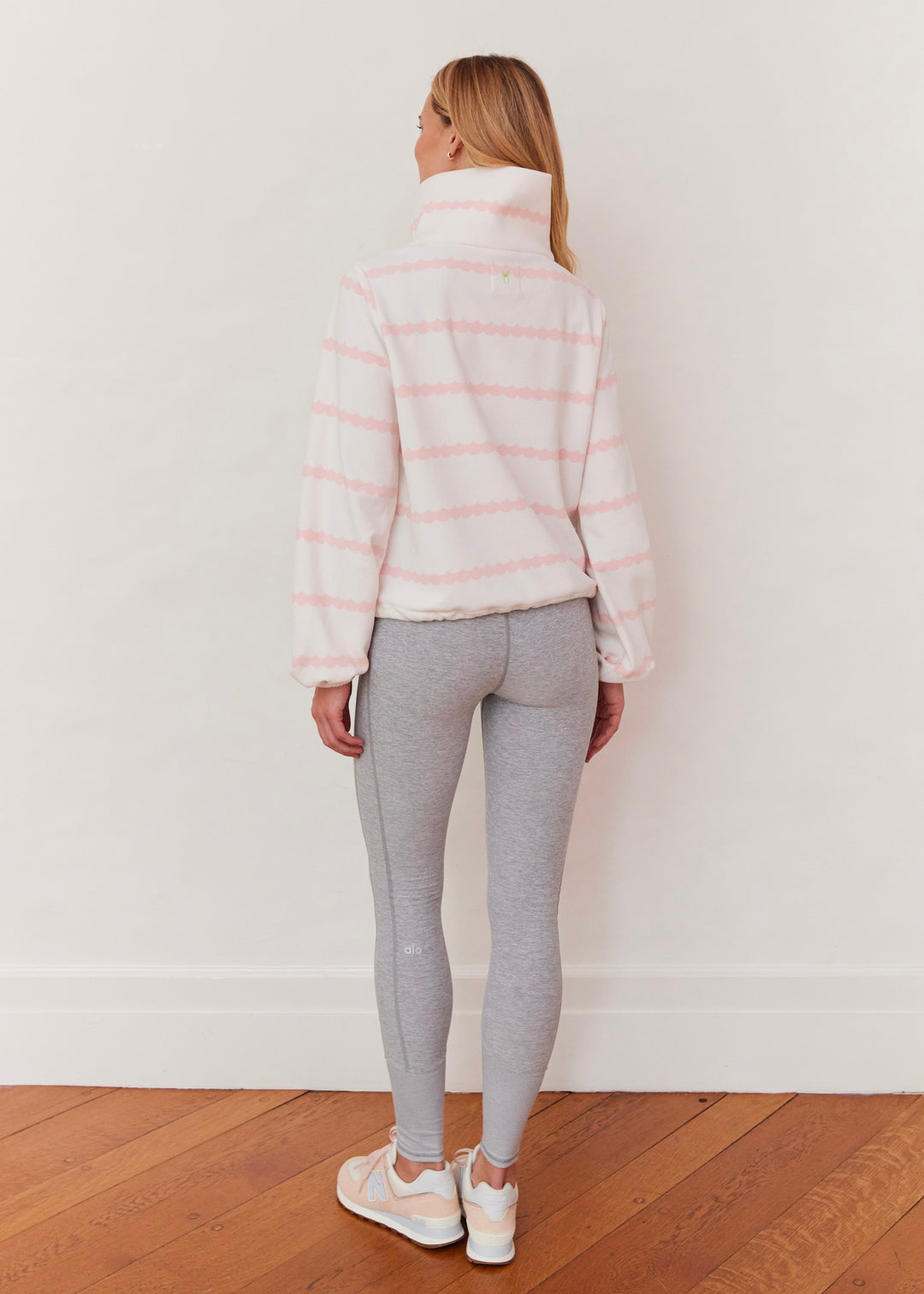 Boardwalk Pullover in Terry Fleece (First Blush/Cream Scallop Stripe)