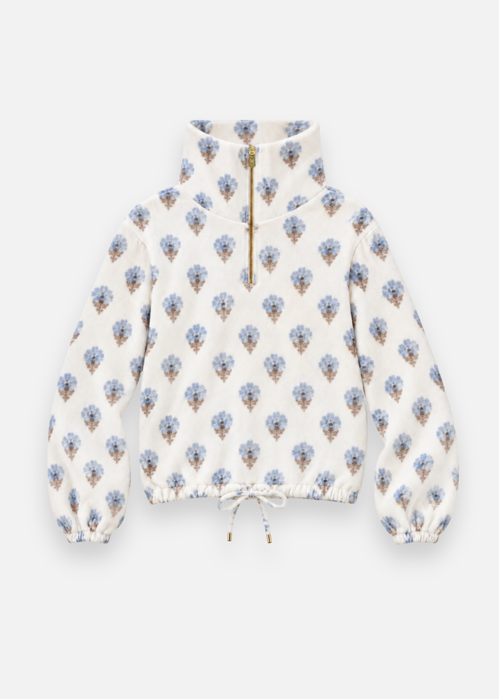 Boardwalk Pullover in Vello Fleece (Cottage Floral - Cream)