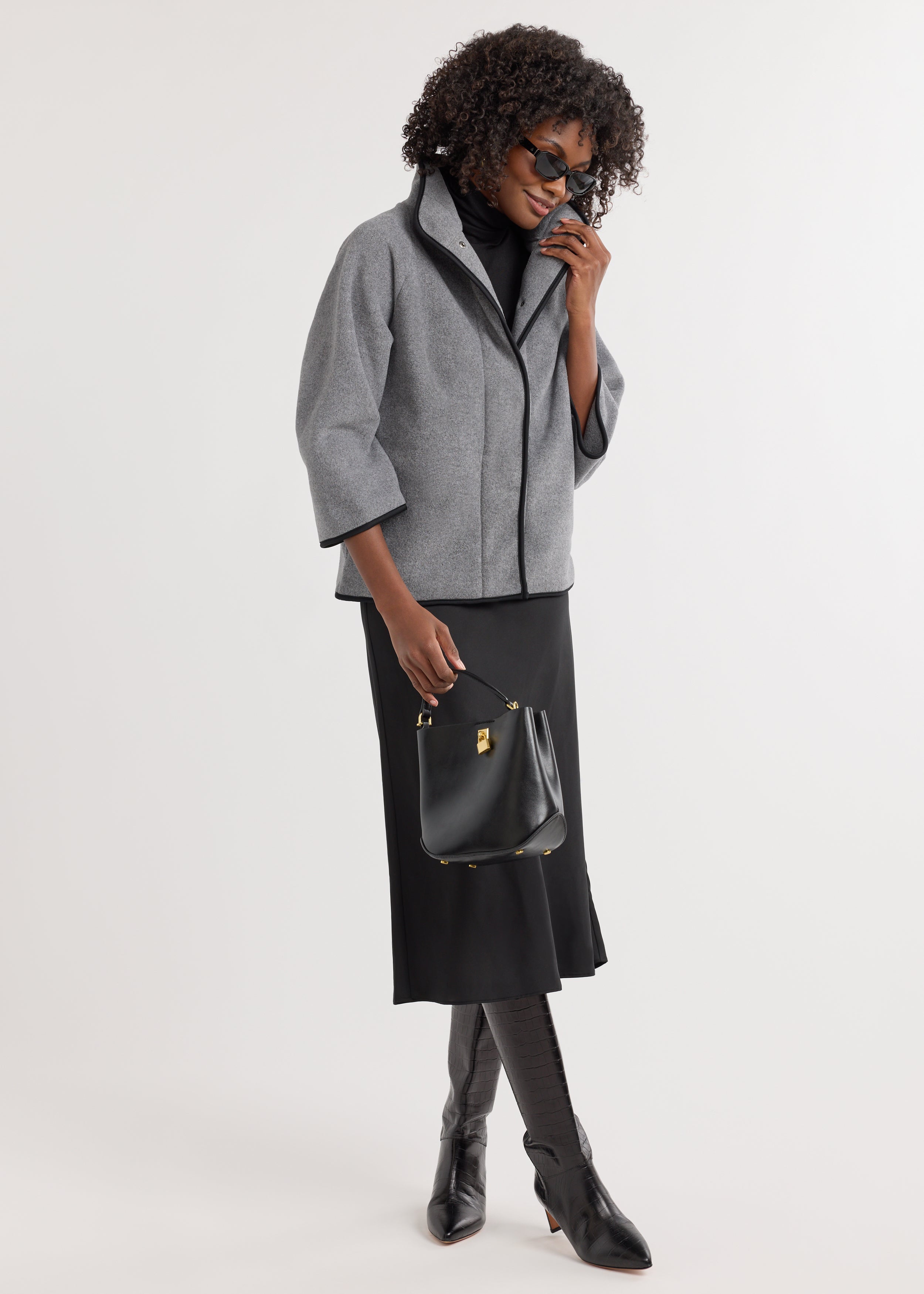 Catalina Jacket in Double Layer Vello Fleece (Charcoal Grey