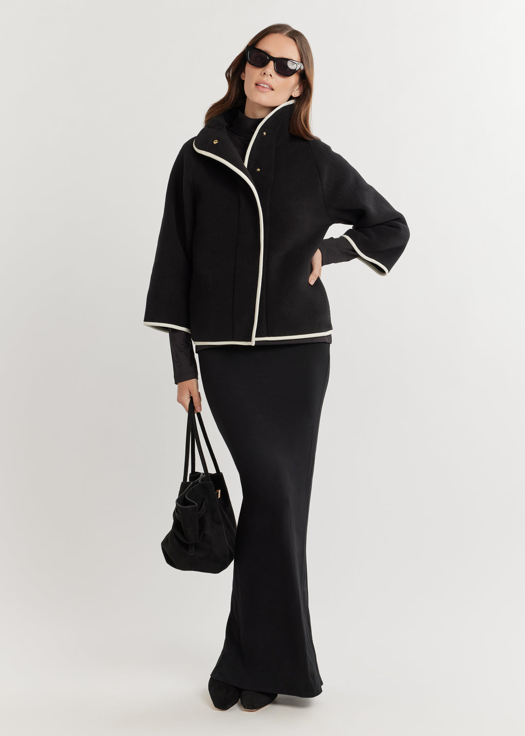 Catalina Jacket in Double Layer Vello Fleece (Black)