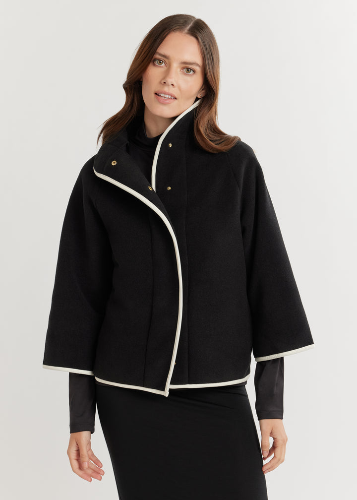 Catalina Jacket in Double Layer Vello Fleece (Black)