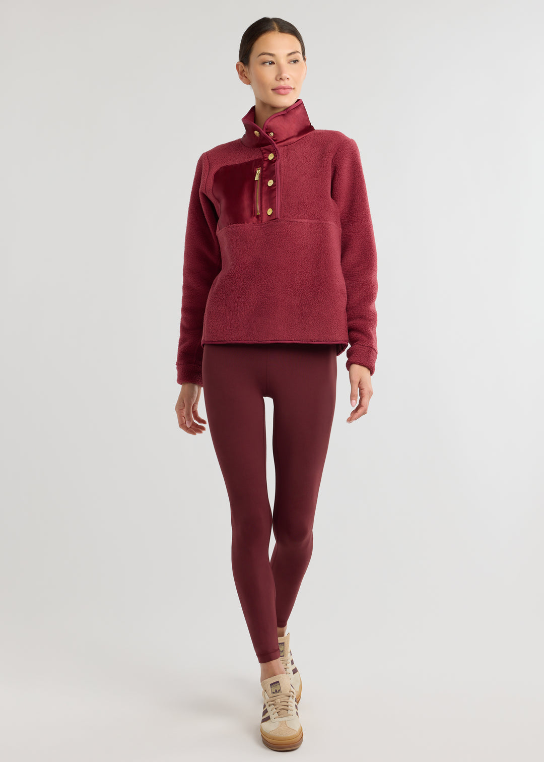 Cherry Lawn Pullover in Sherpa Fleece (Burgundy)