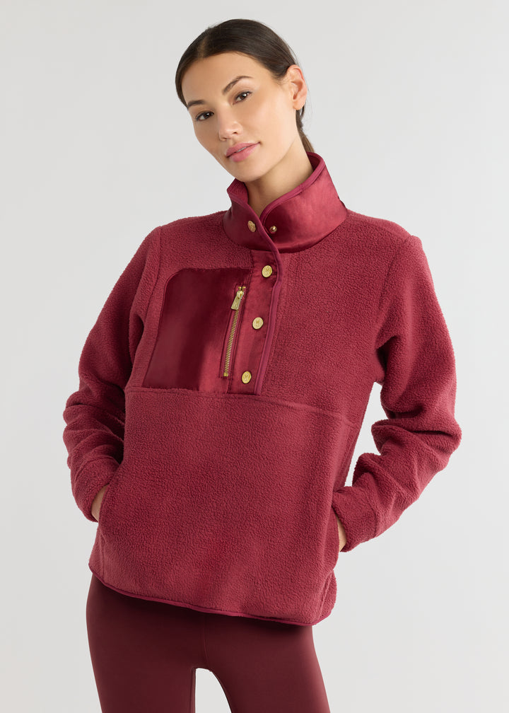 Cherry Lawn Pullover in Sherpa Fleece (Burgundy)