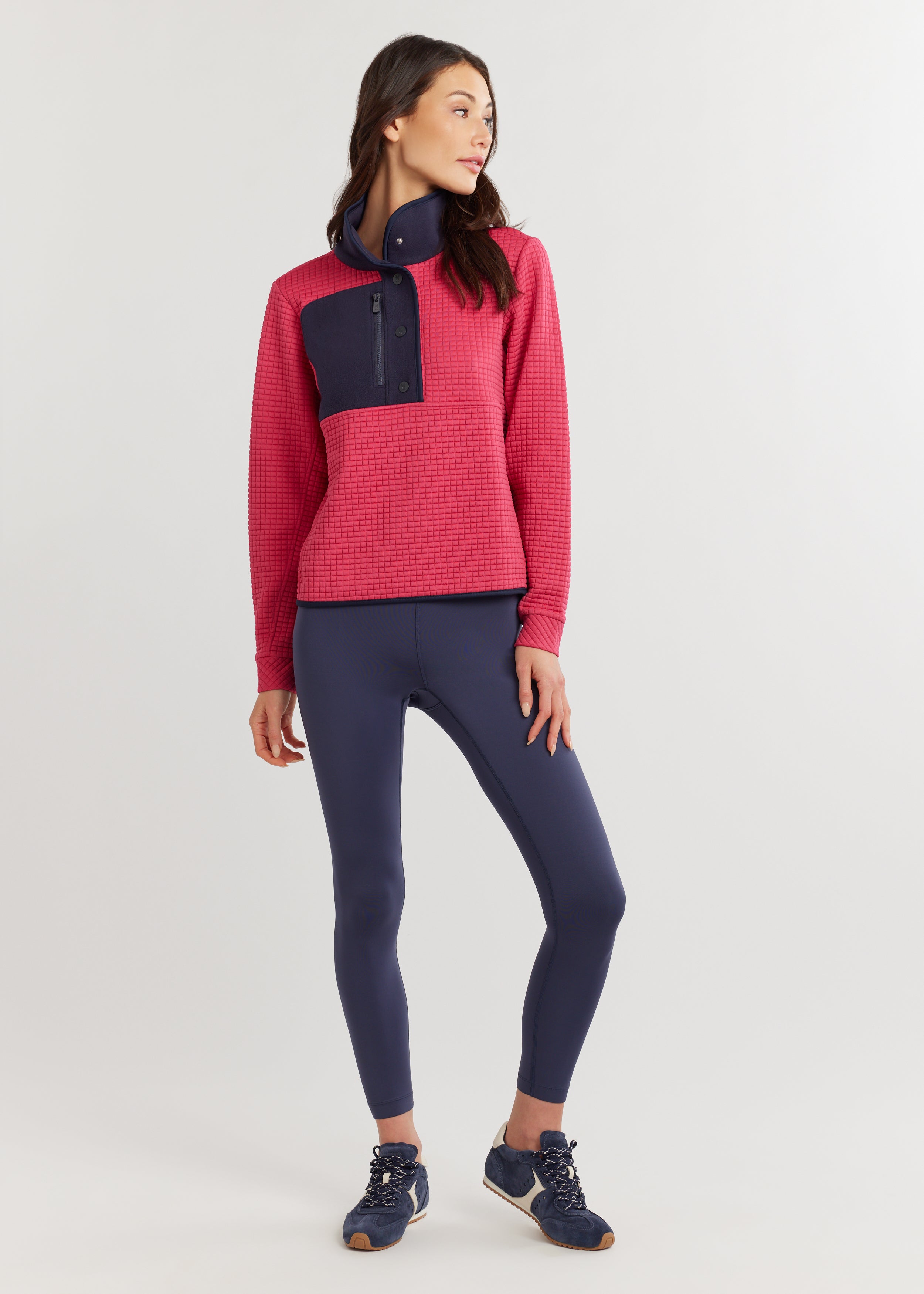 Cherry Lawn Pullover in Waffle/Vello Fleece (Berry/Navy) – Dudley