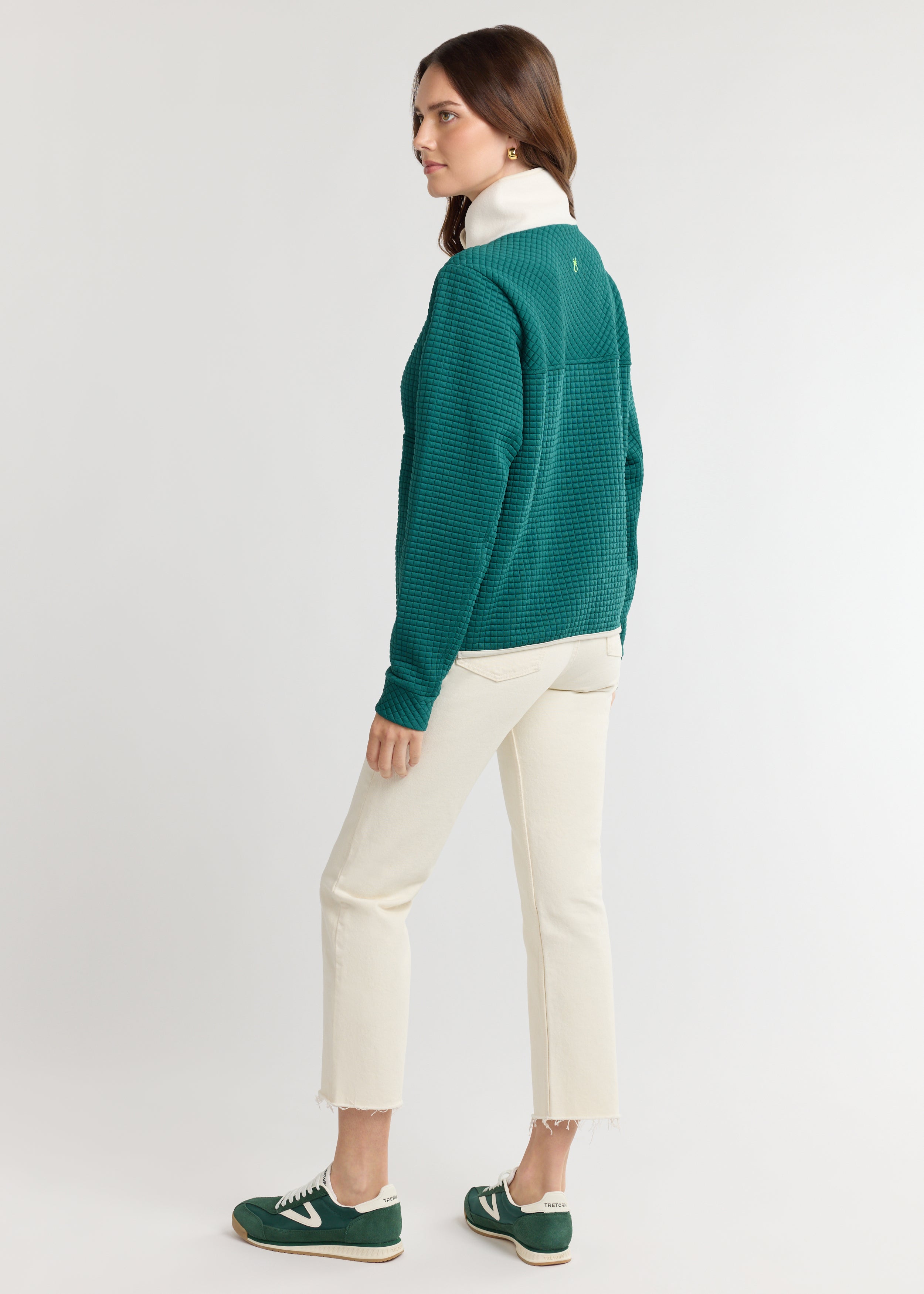 Cherry Lawn Pullover in Waffle/Vello Fleece (Woodland Green/Cream