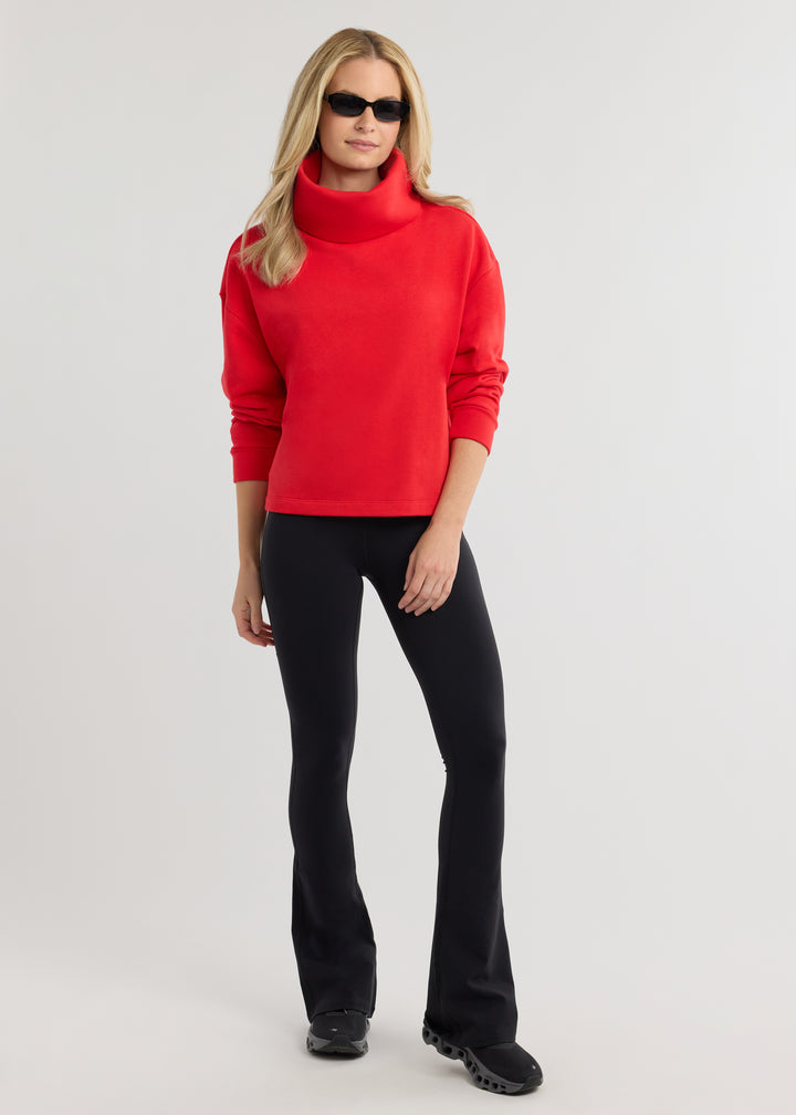 Clover Turtleneck in French Terry (Cherry Red)
