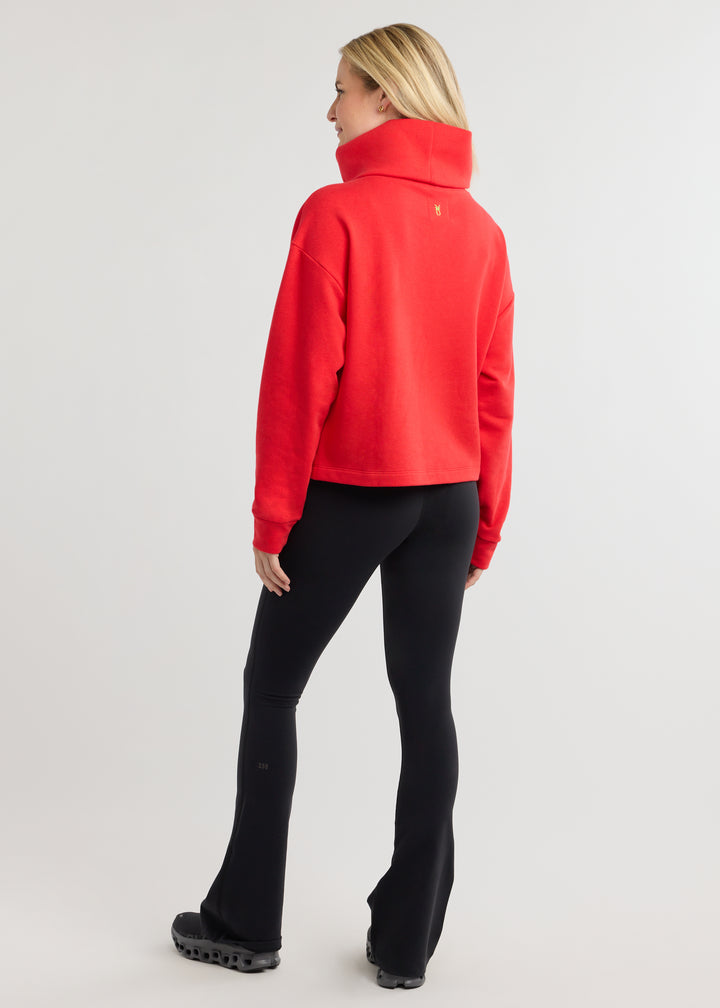 Clover Turtleneck in French Terry (Cherry Red)