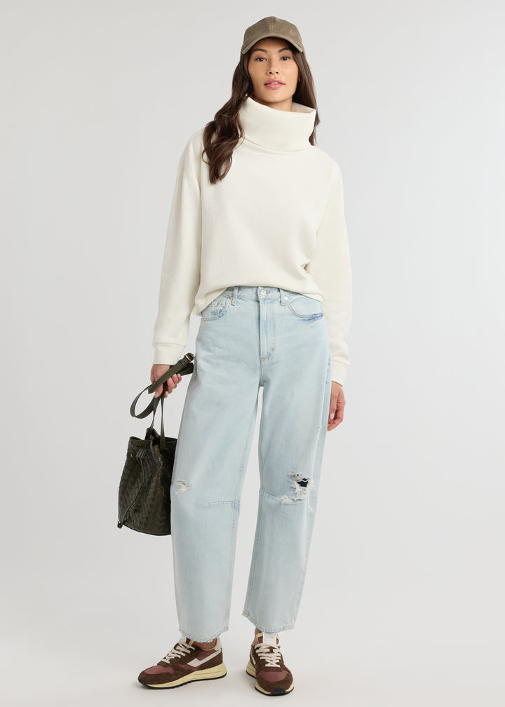 Clover Turtleneck in French Terry (Cream)