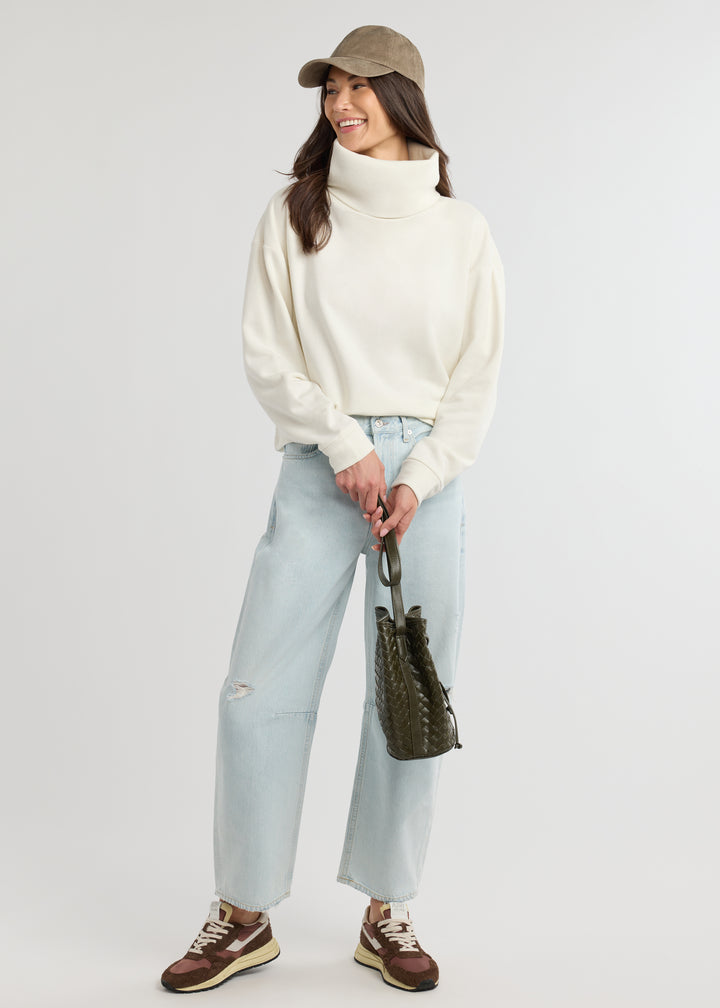 Clover Turtleneck in French Terry (Cream)
