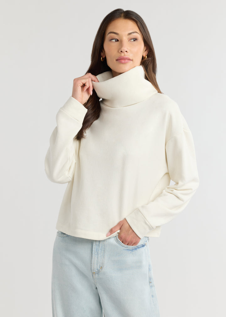 Clover Turtleneck in French Terry (Cream)