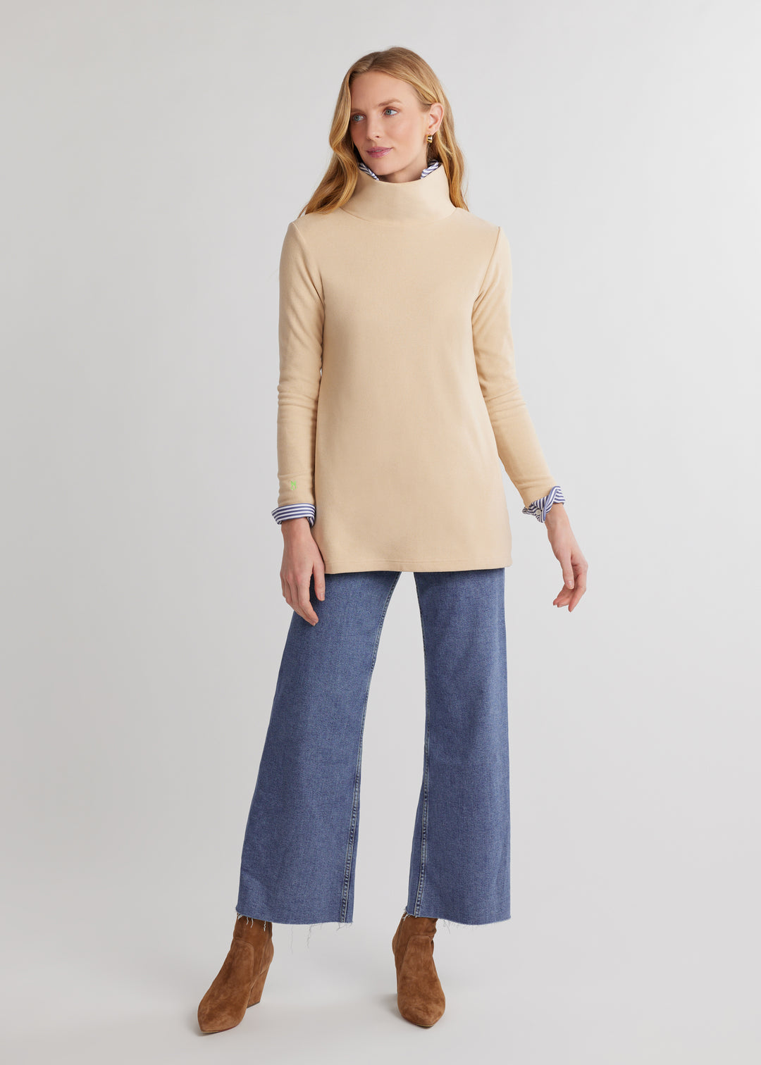 Cobble Hill Turtleneck in Terry Fleece (Natural Blush)